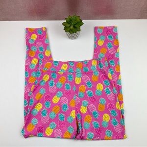 Simply Southern Pink Yellow Pineapple Fruit Leggings Stretch Women One Size